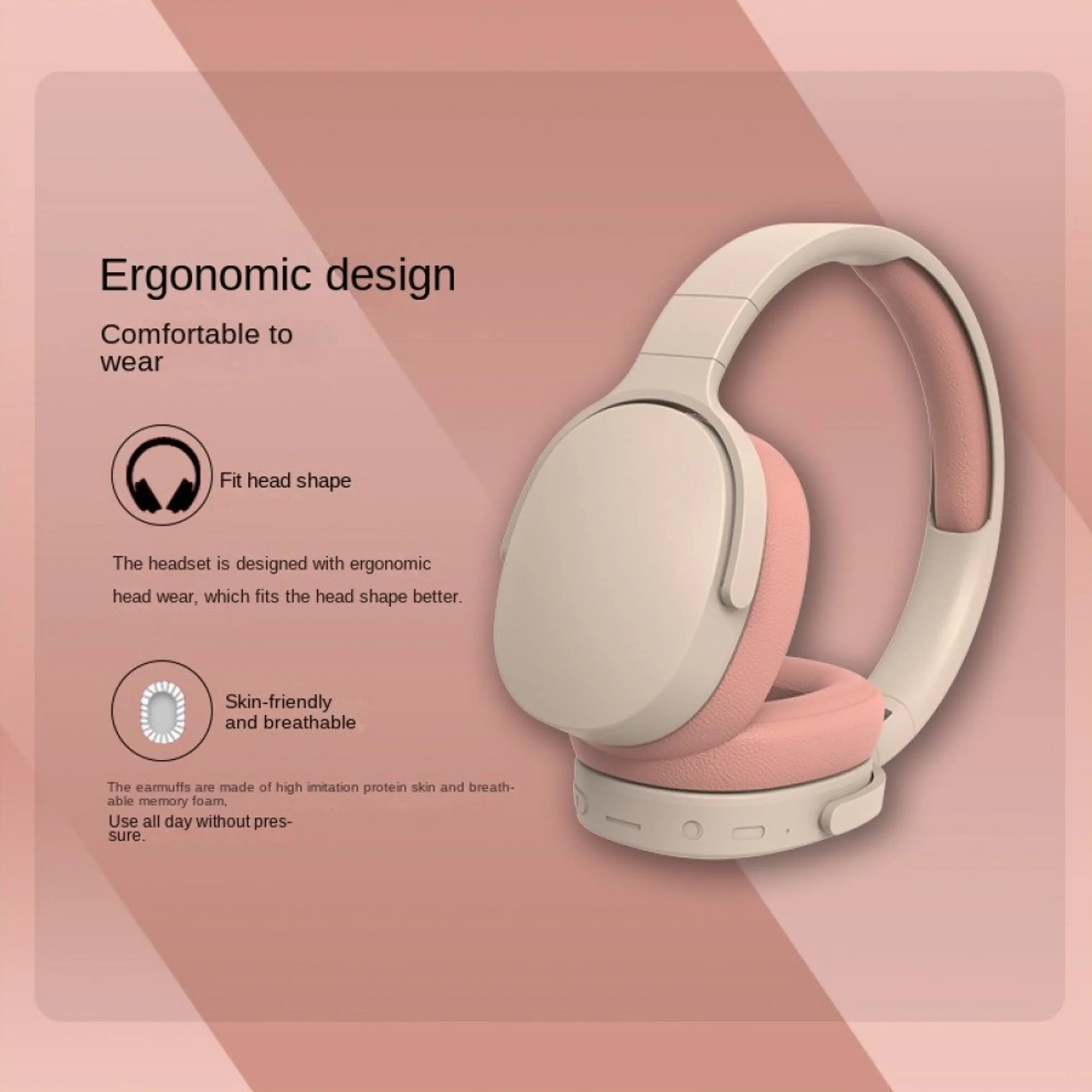 P2961 fashion boutique Wireless Over-Ear Bluetooth Headphones with Built-In Mic